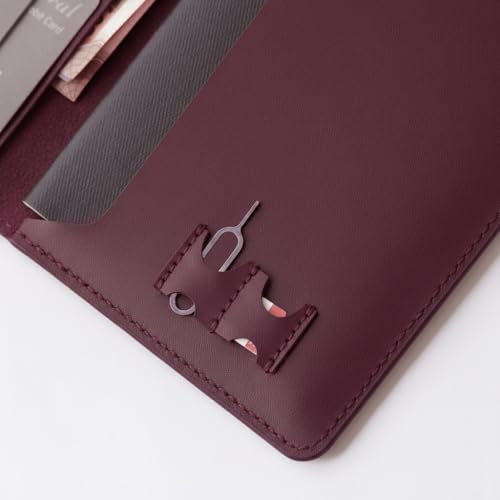 Image of Atoll Unisex Genuine Leather Passport Holder & Travel Wallets & Document Organizer | Premium & Durable Passport Cover with Sim Ejector & Sim Slots, Burgundy