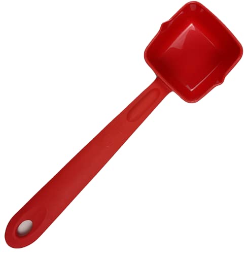 Rite-Size 10 oz. Solid Square Server Portion Utensil, Copolymer Plastic Heat Resistant Professional Cooking Tool, Red