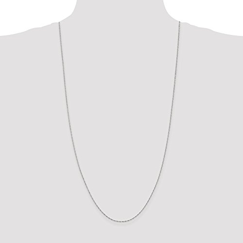 Solid 14k White Gold 1mm Singapore Chain Necklace2
