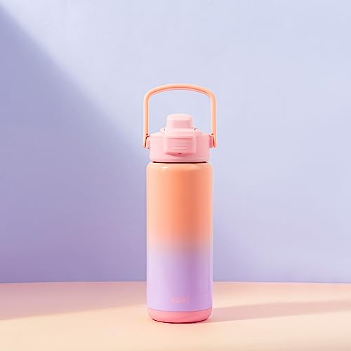 Image of Zak Designs Beacon Insulated Bottle, Ombre Lavender - 20 oz - Durable Stainless Steel - Double-Wall Vacuum Insulation, Silicone Spout & Push-Button, Leak-Proof Lid - Dishwasher Safe