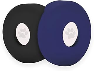 FLIRTARE Airtag Dog Collar Holder, Silicone Pet Collar Case for Apple Airtag, Anti-Lost Air Tag Cover for Luggage and Handbag (Blue/Black)