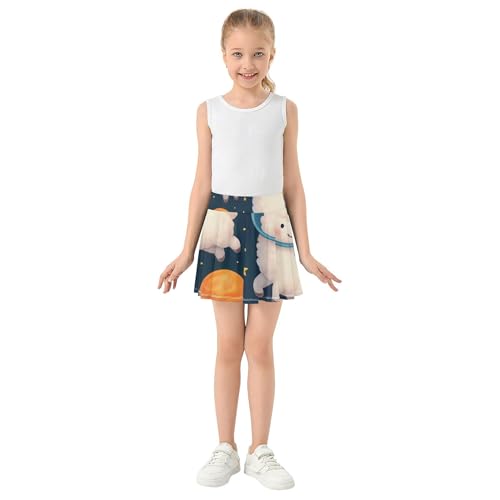 Joisal Clothes Athletic Shorts Girls Skorts Toddler Tennis Skirts Pleated Cute Llamas Astronaut Blue 4t3