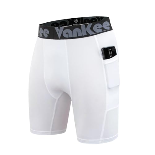 VanKee Men's Compression Pocket Shorts Pantalones con Tecnología De Secado Rápido y Transpirable Diseño De Malla para Correr Ciclismo Gimnasio Fútbol Yoga y Otras Prendas Deportivas Cómodas Duraderas