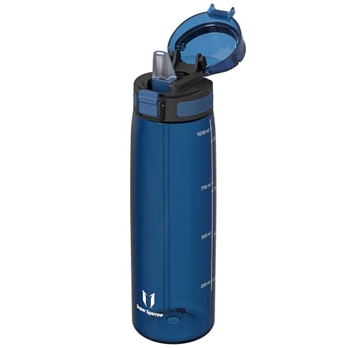 Super Sparrow Borraccia – 1 Litro – TouchSip Sportiva Bottiglia – Tritan Senza BPA, a Prova di Perdite – Borracce con Cannuccia Ideale per Scuola e Sport