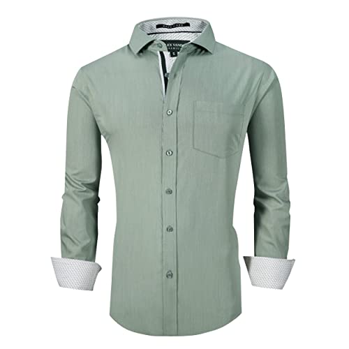 Alex Vando Mens Bamboo Dress Shirts Wrinkle Free Regular Fit Stretch Button Down Shirt