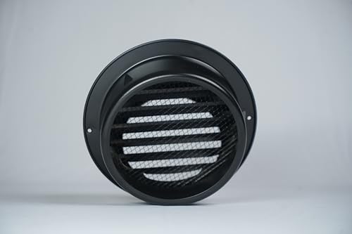 Image of SS304 Stainless Steel External Wall Vent Cowl, Black 200mm (8 Inch) Weatherproof Exhaust Cover with Built-in Bird Mesh for Chimneys, Kitchen Hoods & Inline Ducting