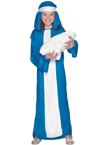 Smiffys Disfraz de Virgen María para niña, Azul, con vestido y adorno para la cabeza Halloween, Carnaval