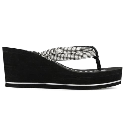 Image of Juicy Couture Women's Wedge Platform Flip Flops, Fashion Beach Sandals with Soft Footbed and Thong Style