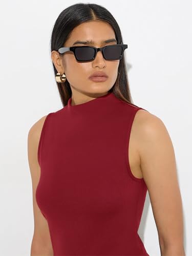 Image of KOTTY Women's Sleeveless High Neck Ribbed Tank Top Combo Pack of 2 Stylish Casual & Office Wear Tops