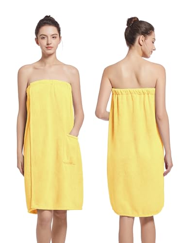 Image of Women'S Soft Wrap Towel Full Length,Bath Robe After Shower Female Plush Long,Spa Bathrobes Lightweight With Pockets