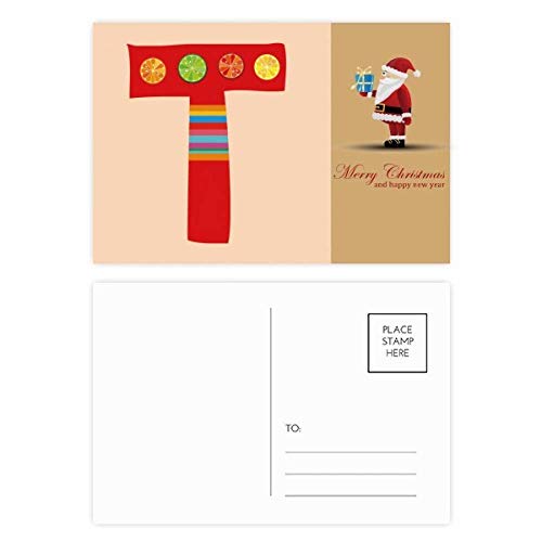 Cartes postales Père Noël Orange T Alphabet (Lot de 20) pour correspondance de fin d'année