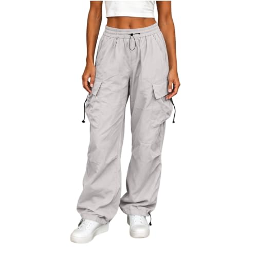 Women's Cargo Pants Drawstring Waist Wide Leg Utility Work Trousers - image 1