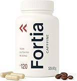 FORTIA Cafeína Anhidra 100mg – 4 Meses de Energía | Cafeina Capsulas para Concentración, Memoria y Pre Entreno Fuerte | 120 Cápsulas para Estudio, Trabajo y Gimnasio