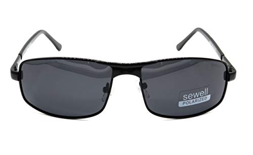 Image of SEWELL Men's metal polarised rectangle full rim UVA and UVB rays protected sunglasses