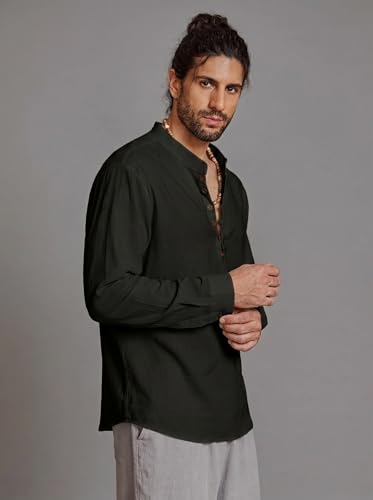 Image of ROYALSCOUT Men's Cotton Solid Full Sleeve Short Kurta Ideal for Cultural Functions, Formal Events, or Relaxed Festive Styling