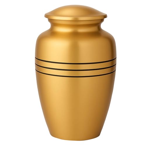 Image of Urns for Human Ashes for Women Decorative Urn for Human Ash Woman Men Large up to 220 lbs Decorative Memorial Funeral Burial Urn for Ashes Male Female Dad Mom (Gold Black)
