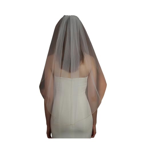 Velo de novia sencillo una sola capa con borde oro blanco for bodas, estilo estudio fotográfico viaje Para Fiesta De Boda Decoración