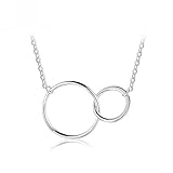 Collares de plata de ley 925 para madre e hija, collares de doble círculo, collares, regalo de joyería para el día de la madre