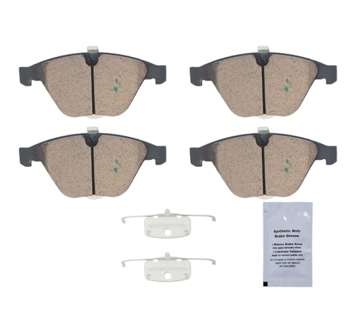 Image of HUSCH Front Ceramic Brake Pads Kit Fit For BMW 130I, For 323I, For 335D | Clean Wheels, Quiet, Short Braking Distance, Responsive Braking, Long Service Life, for Various Weather, Road Performance