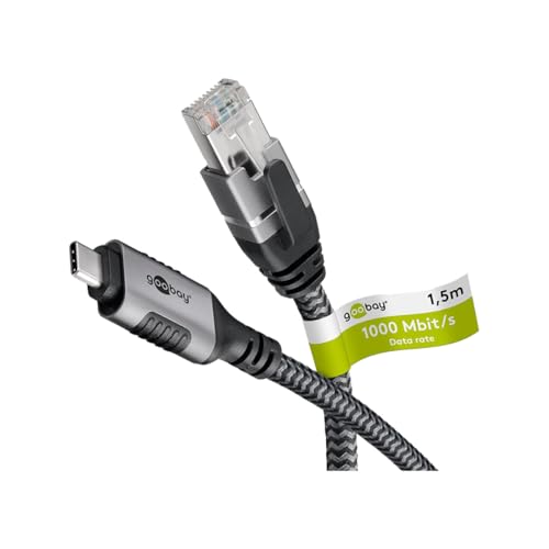 goobay 70696 Cable CAT 6 USB-C 3.1 a RJ45 Ethernet para una conexión estable a Internet por cable...