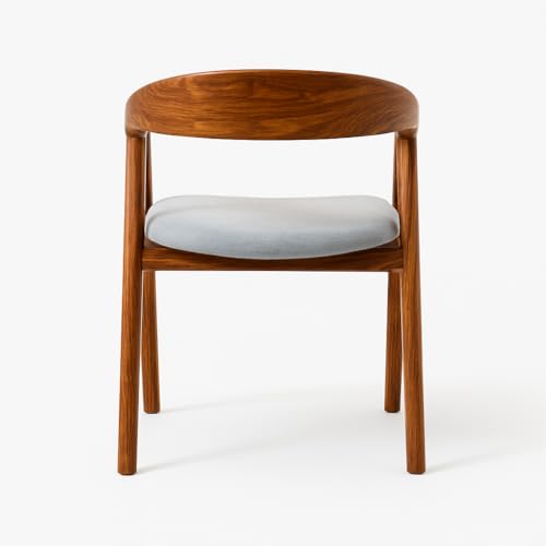 Image of Sheesham Wood Dining Chair with Upholstered Seat - Modern Scandinavian Style Solid Wood Chair for Dining Room, Living Room or Office - Honey Finish