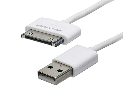 3ft Slimfit USB Sync Cable for All 30-pin iPad iPhone and iPod White for iPhone 4 / 4S, iPhone 3G / 3GS, iPad 1/2 / 3, iPod