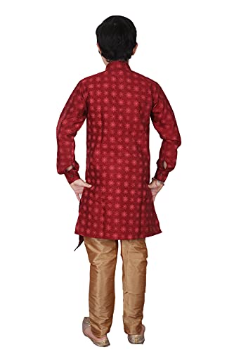 Kids Ethnic Indian Silk Floral Printed Kurta Sets For Boys| Pack Of 1 (S-139)2
