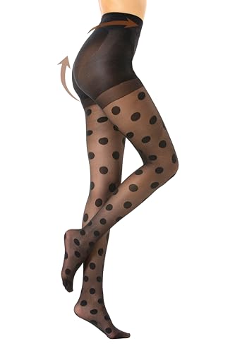 Gi&Gi Collant fantaisie en cube femme 40Den Extra Confort Bon Quanlité Made in Italy N.1602, Noir, L/XL