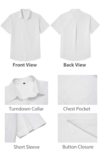 Image of COOFANDY Men's Button Down Short Sleeve Shirt Casual Cotton Summer Beach Wedding Linen Shirts with Pocket