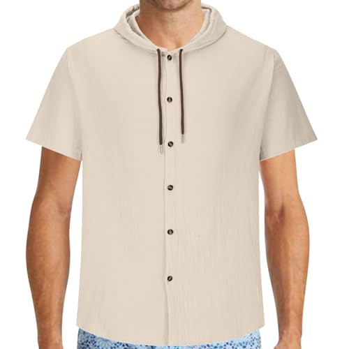 Mens Shirts Short Sleeve Hoodie Lightweight Sweatshirts Casual Solid Drawstring Hooded Pullover Sport Hoodie T-Shirt