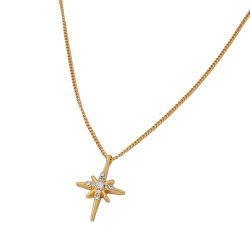Bare Nova Starburst Pendant Necklace | 14K Real Gold Plated | Hypoallergenic, Water-Resistant & Non-Tarnish | Dainty Star Design with Shimmer Finish | Made in India | 42+6cm Chain-image-4