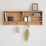 山善(YAMAZEN) ウォールシェルフ 壁掛け棚 ハンガー付きフリーラック 壁掛け 収納 コート掛け キーフック 壁面収納 ラック 棚 幅80×奥行14.5×高さ29.5cm アートウォールユニット 省スペース 組立品 オーク FWCF-3080(OAK)