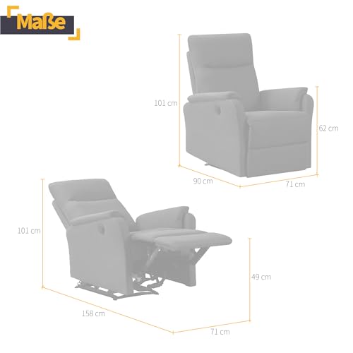Z-hom Relaxsessel Fernsehsessel Elektrisch Verstellbar Massagesessel, Ergonomische Sessel zum Fernsehen, Arbeiten und Schlafen (Roland Grau) – Bild 4