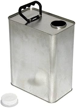 Air Sea 4L UN F-Style Metal Can with 42mm 1.65 REL Plastic White Cap, Durable Tin-Coated Steel, Ideal for Liquid Storage, Paint Storage and Fuel Containers