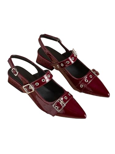 Floerns Women's Rivet Pointed Toe Slingback Mule Shoes Wedding Dress Flat