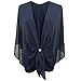 eXcaped Womens Evening Wrap Chiffon Cape Rose Gold Scarf Ring Set - Dark Navy