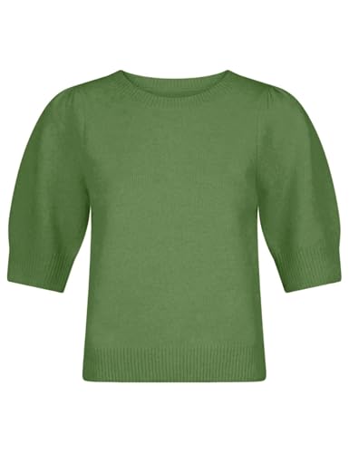 Image of Seyumixi Women Cute Bow Sweater Puff Short Sleeve Crewneck Knitted Shirt Bowknot Tie Back Knit Pullover Tops