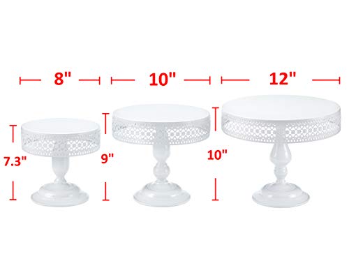 Hotity 3 Pieces Cake Stand Set Round Cake Stands Metal Display Cupcake Stands For Dessert, White #TOP2