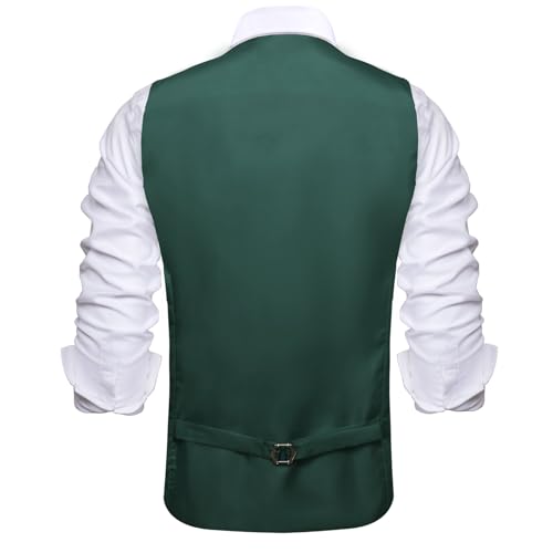 Image of Hi-Tie Men's Formal Suit Vest Solid Fit Vest for Men 3 Pockets V Neck Waistcoat Business Wedding Casual