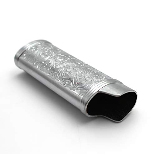 Lucklybestseller メタルライターケースカバーホルダー ヴィンテージフローラルスタンプ BIC フルサイズライター J6用