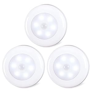 STAR-SPANGLED Motion Sensor Lights Indoor, Cordless Stick on LED Puck Lights AAA Battery Powered for Under Cabinet, Cupboard, Wardrobe, Stairs, Closet, Kitchen, Hallway (2.8inch, Cool White, 3 Pack)
