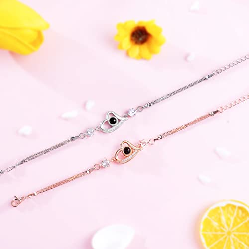 Image of HUASAI Mother Daughter Bracelet I Love You Bracelet for Mom Mothers Day Bracelet 100 Languages Bracelet Clearance Items Under 4 Dollars Gifts