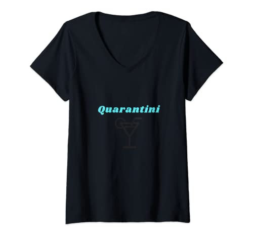Damen Martini Tees: Quarantini Martini Time T-Shirt mit V-Ausschnitt Cover