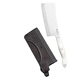 Cutco #1737 Cleaver with Leather Sheath - High Carbon Stainless Blade and Pearl White Handle