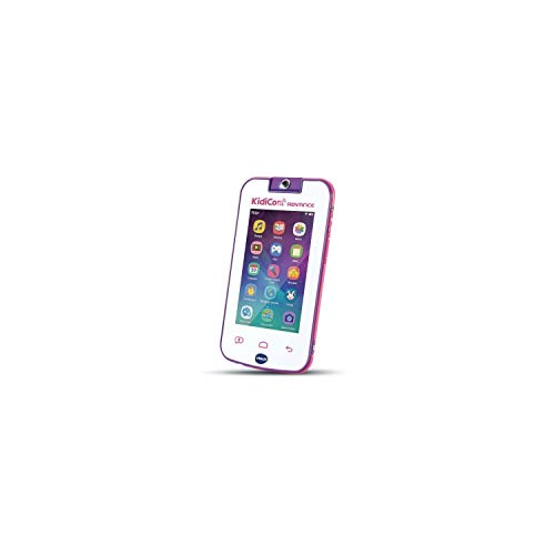 VTech - KidiCom Advance Blanc et Rose, Le Portable Enfant sans Forfait – Version FR