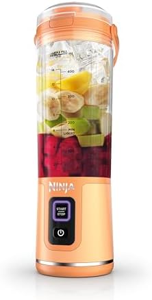 Ninja Blast Portable Blender, Cordless, 18oz. Vessel, Personal Blender for Shakes & Smoothies, BPA Free, Leakproof Lid & Sip Spout, USB-C Rechargeable, Dishwasher Safe Parts, Orange Apricot, BC151AO