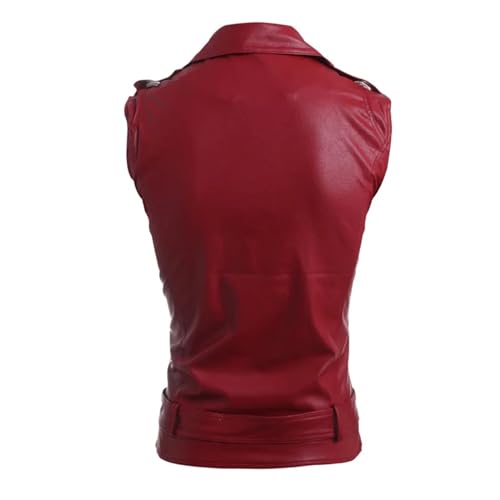 PU Heren Vest Winterjas Vesten Dikker Warme Jas Mouwloos Leren Kleding Mannelijke Kleding Retro Shows Rollenspel Vakantie Feestkostuum (Color : White, Grootte : 3XL) - Image 4