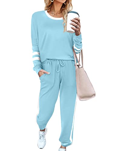Image of Aloodor Sweatsuit for Women 2 Piece Outfits for Womens Crewneck Sweatshirts Pullover