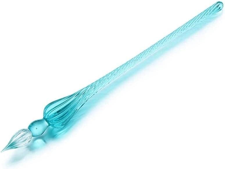 DreamyRetreat Vintage Glass Dip Dipping Pen Filling Ink Signature Calligraphy Fountain Pens Handmade Glass Dip Pen Art Painting Supplies Pens & Refills(Peacock Blue)