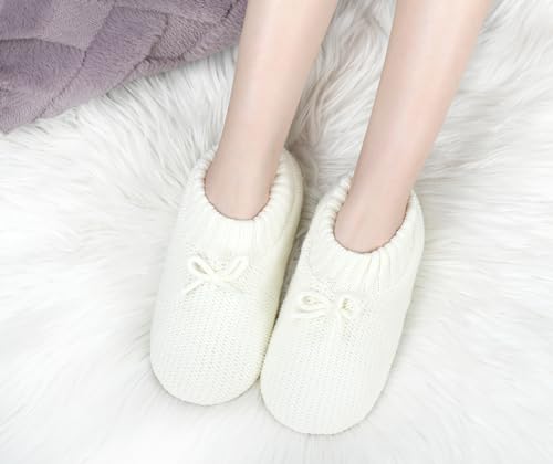 Image of DICUIRD Slipper Socks For Women With Grippers, Fuzzy With Non Slip Bottoms, Cozy Warm Knit Slippers